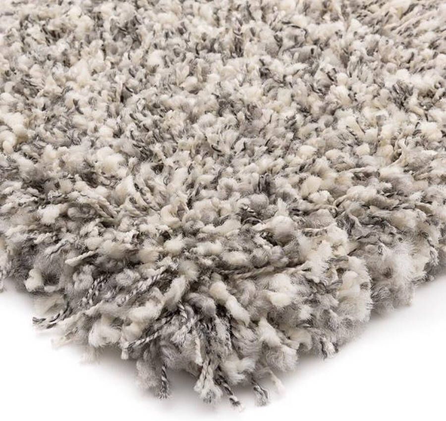Shaggy Prime Hoogpolig vloerkleed Gemêleerd wit zilver 80x230 cm