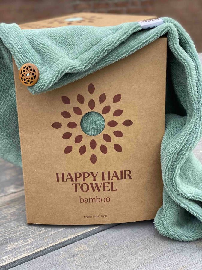 Shambo Haarhanddoek bamboe Donkergroen Mint Happy Hair Towel CG Curly Girl Methode Kerst