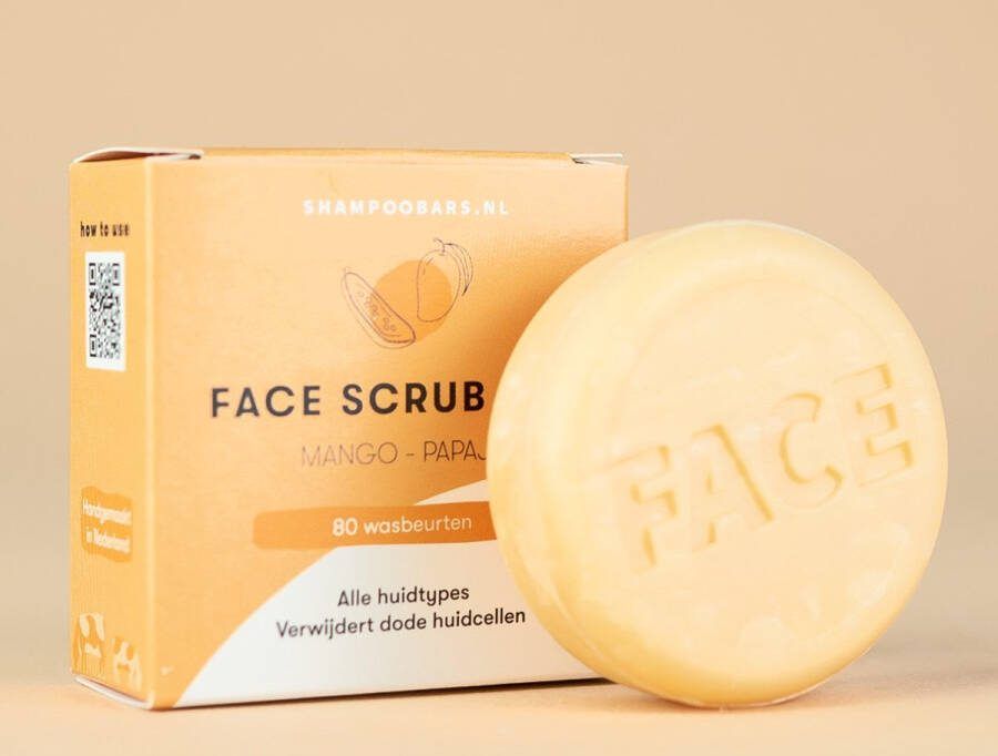 Shampoo Bars Nederland Face Scrub Bar Mango & Papaja Handgemaakt in Nederland Plasticvrij Crueltyfree 100% biologisch afbreekbare verpakking