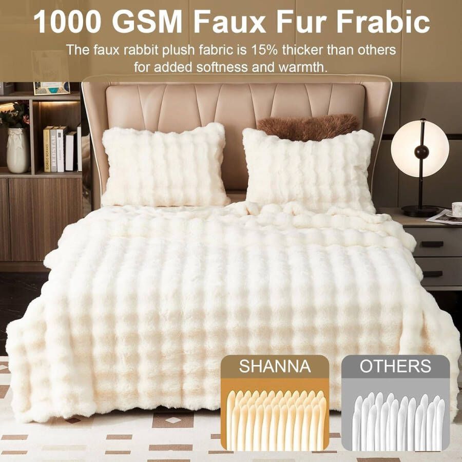 Shanna Deken 100 x 160 cm dik pluche deken superzacht en pluizig imitatiebont hoogwaardig veelzijdig inzetbaar warme en comfortabele fleecedeken voor slaapkamer bank reizen