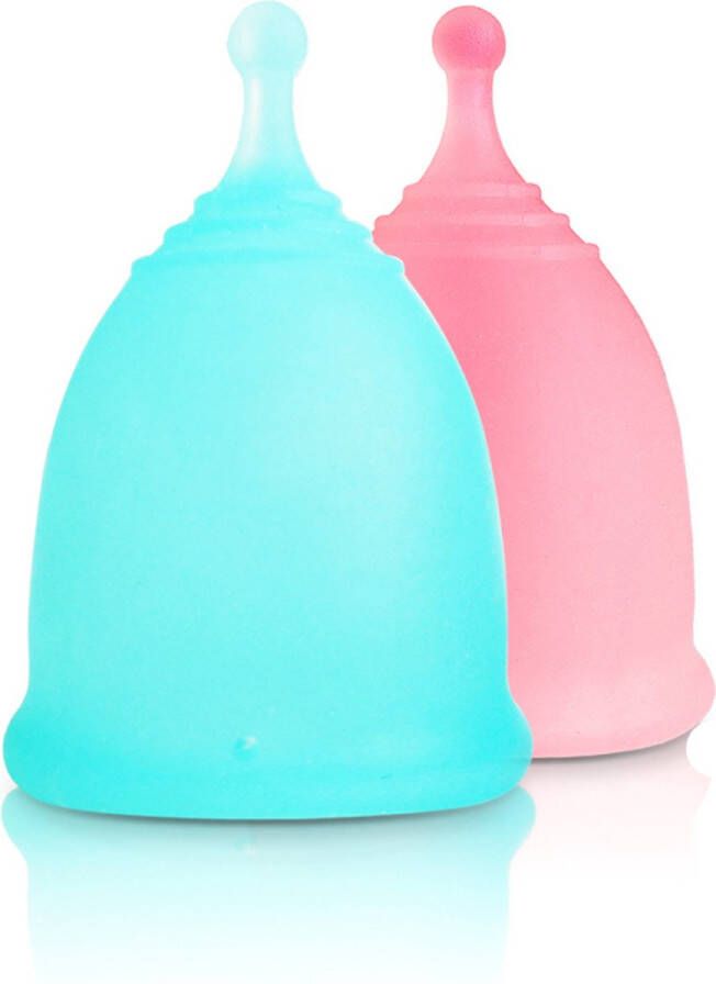 Sharon B Herbruikbare menstruatie cup set Maat S en L groen en roze Duurzaam en 100% veilig medisch gecertificeerde siliconen tot 12 uur lekvrij menstruatiecup gezonder en goedkoper dan tampons ergonomisch ontwerp