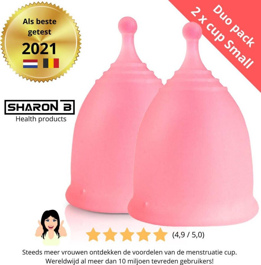 Sharon B Herbruikbare menstruatiecup 2 stuks maat S roze alternatief voor tampons en maandverband