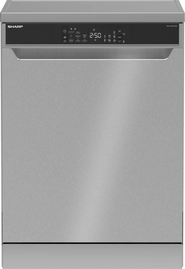 Sharp QWNA25F44BIEU vrijstaande vaatwasser energie klasse B besteklade + topsproeier zilver