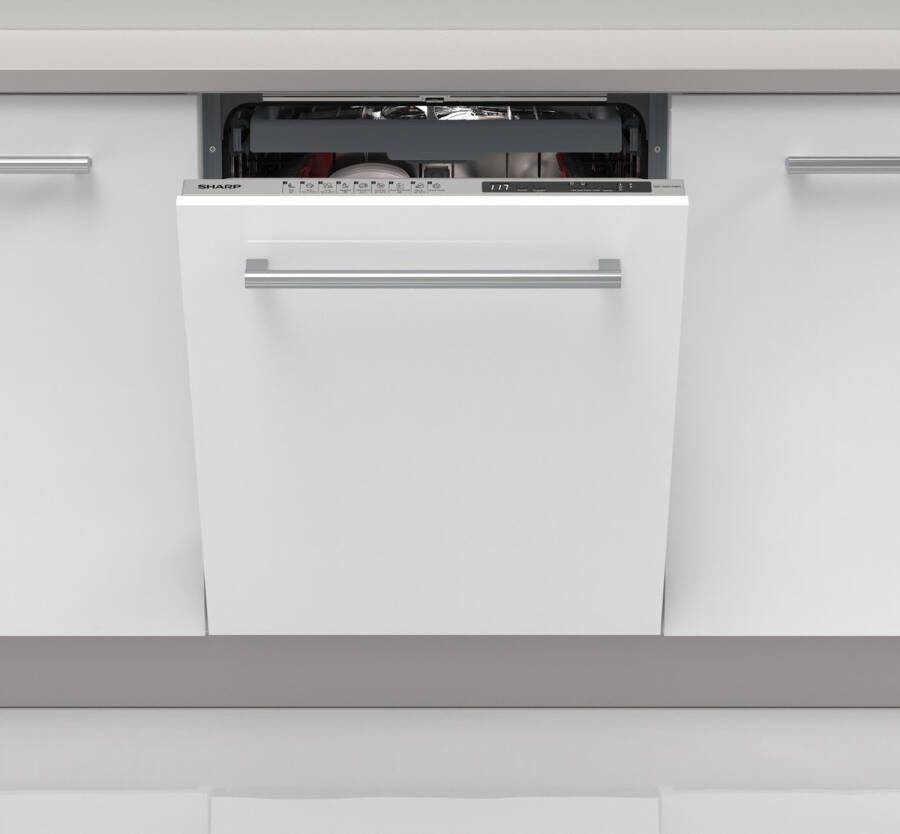 Sharp QWNI25I44BXEU vaatwasser volledig geïntegreerd energie label B besteklade en topsproeier