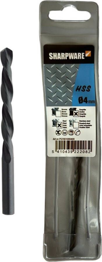 Sharpware metaalboren – metaalboor HSS DIN 338 Ø 4 mm – per stuk