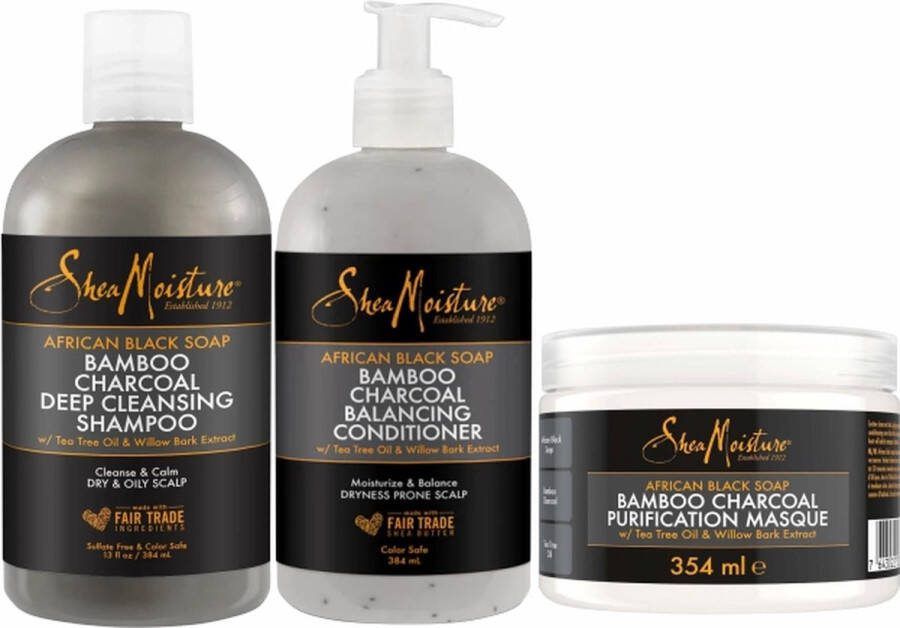 Shea Moisture African Black Soap Bamboo Charcoal Natural Set