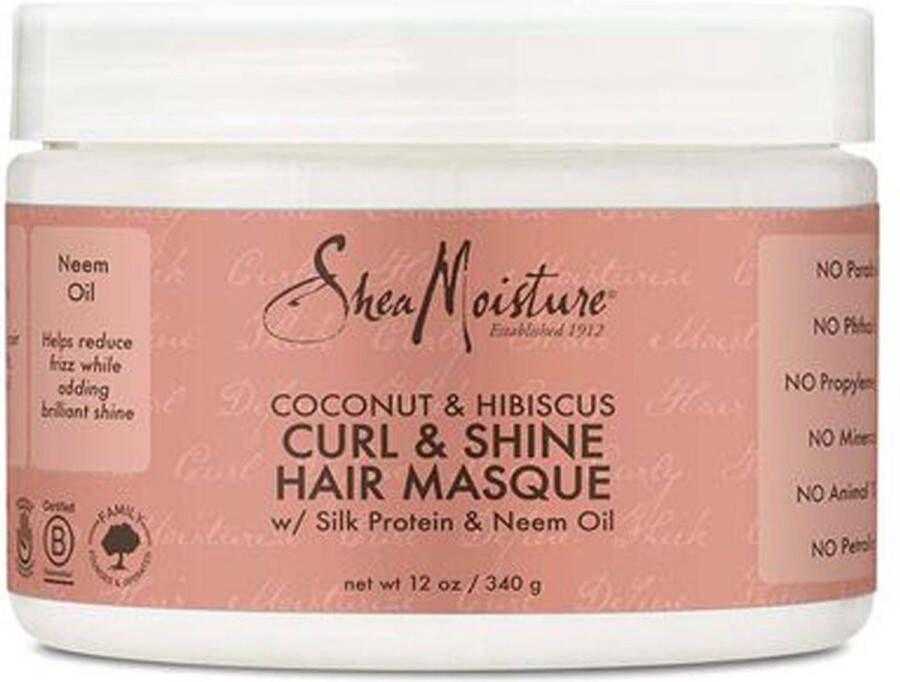 Shea Moisture Coconut & Hibiscus Haarmasker Curl & Shine Hair Masque 340 g