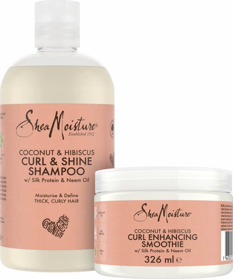 Shea Moisture Coconut & Hibiscus Geschenkset Curl & Shine Shampoo Curl Enhancing Smoothie Set of 2