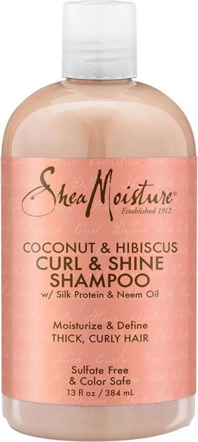 Shea Moisture Coconut & Hibiscus Shampoo Curl & Shine Krullend Haar 384 ml