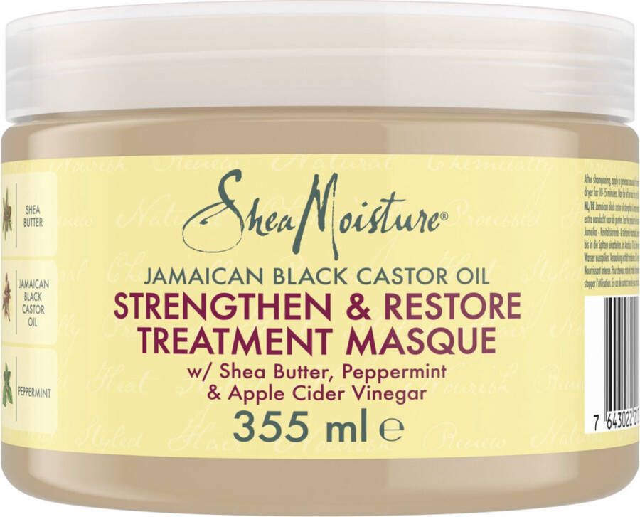 Shea Moisture Jamaican Black Castor Oil Haarmasker Treatement Strenghten & Restore 355 ml