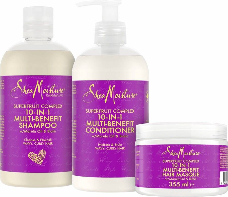 Shea Moisture Superfruit Complex Shampoo Conditioner & Haarmasker 10-in-10 Multi-Benefit Set of 3