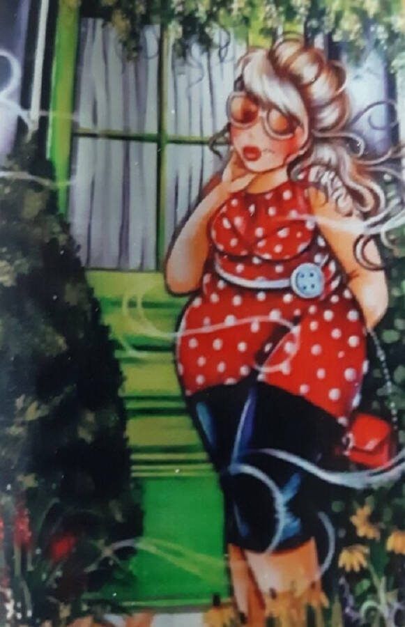 SHEN Hua Diamond Painting Set 40x50cm Dikke Dame bij boom Full size ronde steentjes