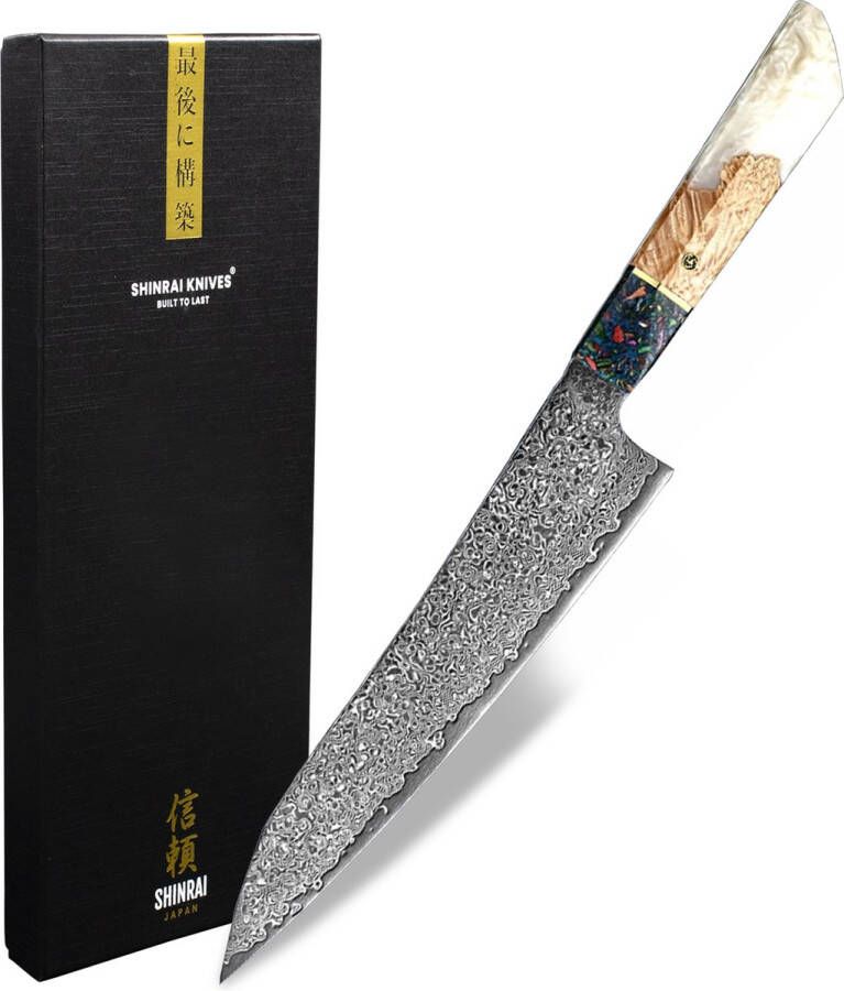 Shinrai Japan Japans Koksmes 23 cm Koksmes Mes Special Diamond Epoxy Jewels Edition Met Luxe Geschenkdoos