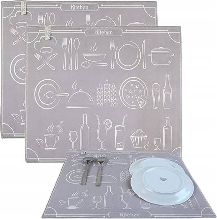 SHOP YOLO YOU ONLY LIVEONCE SHOP YOLO-Afdruipmat-Set Van 2 Droogmatten-40 X 46 Cm- Sneldrogend-Voor De Keuken Tafel placemats