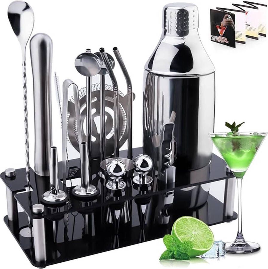 SHOP YOLO YOU ONLY LIVEONCE SHOP YOLO-Cocktailsets-18 stuks RVS Cocktail Accessoires Mix Set-Cocktail Shaker-Party Essential Cocktail Shaker Set Professioneel Bar