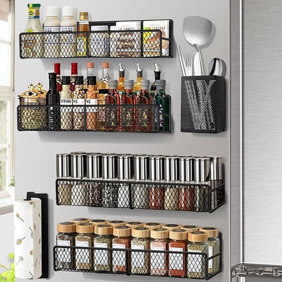 SHOP YOLO YOU ONLY LIVEONCE SHOP YOLO-keukenrek hangend-6 pack sterke magnetische voor koelkast-sterke magnetische -koelkast magnetische kruidenhouder inclusief houder voor papieren handdoeken