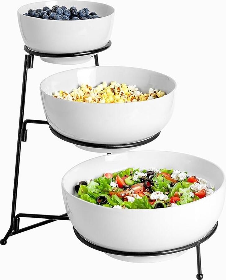 SHOP YOLO YOU ONLY LIVEONCE SHOP YOLO-fruitschaal-keramiek 3 verdiepingen fruitschaal– etagère serveerstandaard- voor meer ruimte in de keuken