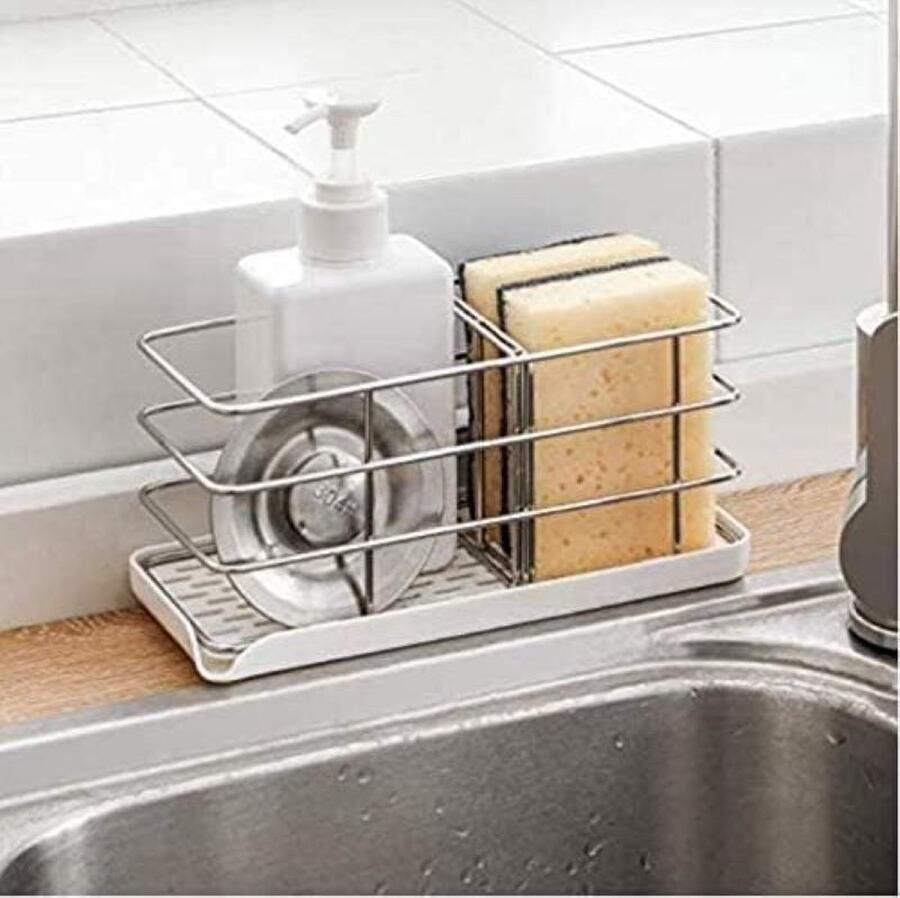 SHOP YOLO YOU ONLY LIVEONCE SHOP YOLO-Gootsteenkast organizer-Sponshouder-Multifunctioneel voor Aanrecht-Afdruiprek Zeepbakje- Verstelbaar Ophangpaneel