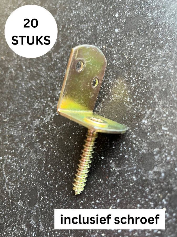 Shopaxo L-Beslag gegalvaniseerd 20 stuks Met Schroef- Schutting hoekjes L-steun Metaal Schutting plaatsen benodigdheden L beslag Schuttingbeslag Ijzeren hoekje