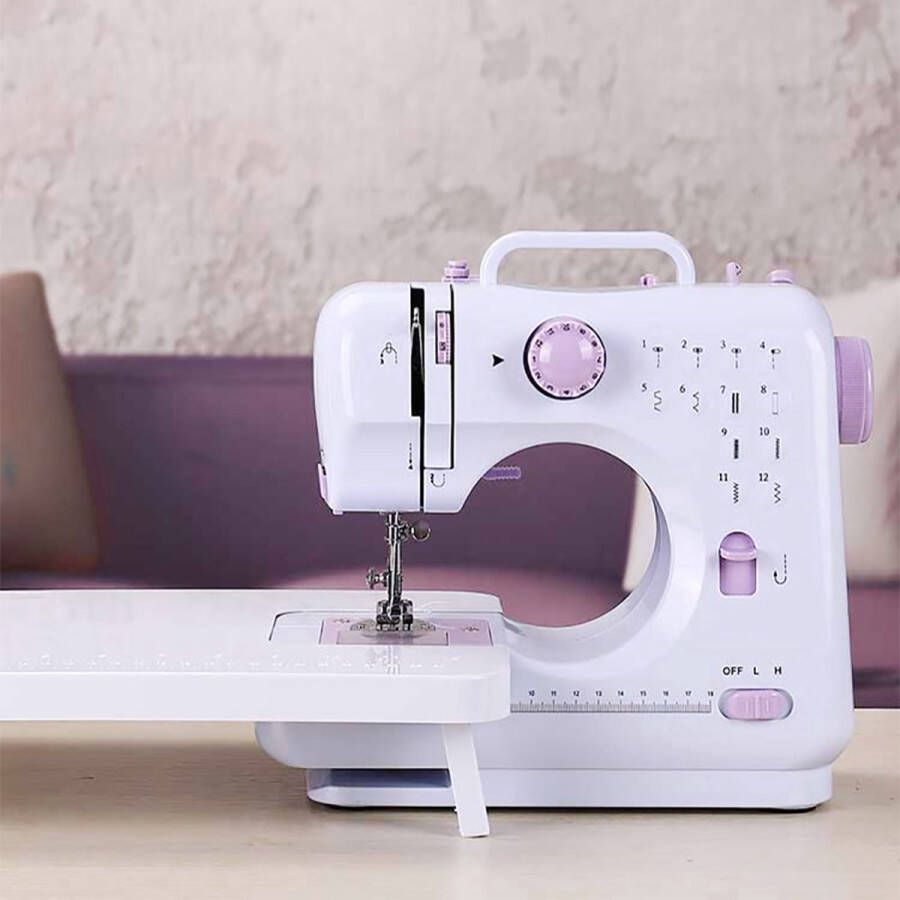 ShopbijStef Naaimachine Naaimachines Naaimachine Naalden Draagbare Naaimachine Mini Elektrische Overlock 12 Steken Met Naaivoet Pedaal Beginners Wit