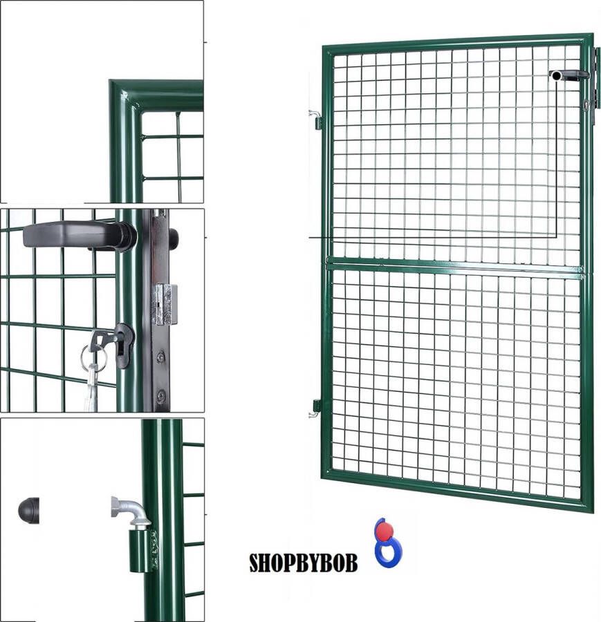 SHOPBYBOB Tuinpoort tuindeur verzinkt staal afsluitbaar deur 106 x 150 cm (b x h) groen GGD200G SHOP BY BOB