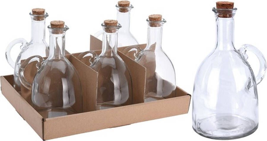 Shopdomain Oliefles en Azijnfles 500 ML Olijfolie fles Azijnset Handvat Olieflessen Glas ncl. Kurk 2 Stuks