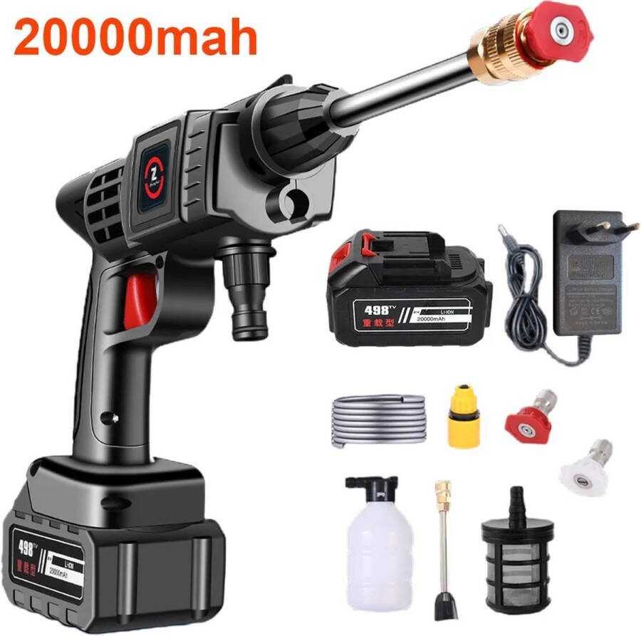 ShopEighty8 Hogedrukreiniger Hogedrukspuit Draadloze Hogedrukreiniger Hogedruk Wasmachine Pistool Schuimgenerator 20.000 Mah Batterij 200W 50 Bar Zwart