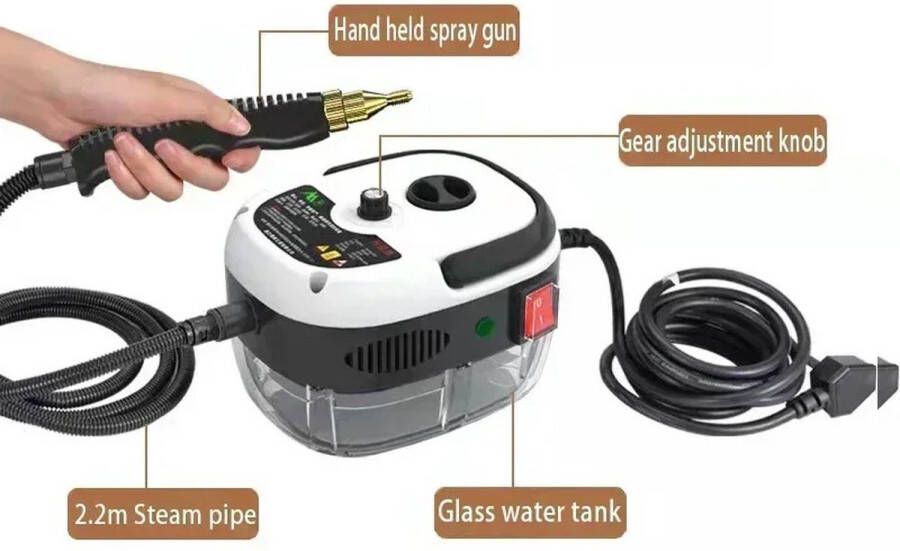 ShopEighty8 Stoomapparaat Stoomreiniger Tapijtreiniger Draagbare Stoomreiniger Hoge Sterilisatie Jet Druk 2500 W Wit
