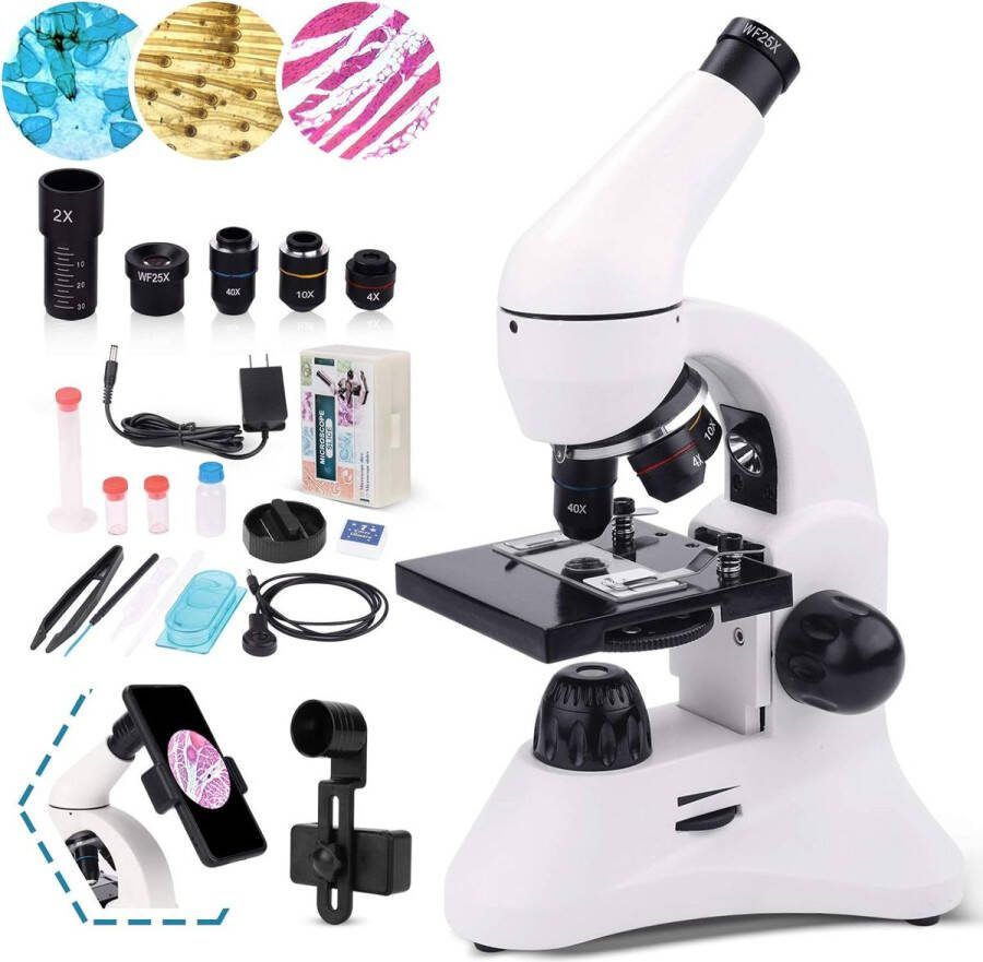 ShopHaven 40X-2000X Microscoop voor Kinderen en Professionals Hoogwaardige Optica Variabele Vergrotingen Dubbele LED-verlichting Geschikt voor Laboratoriumgebruik