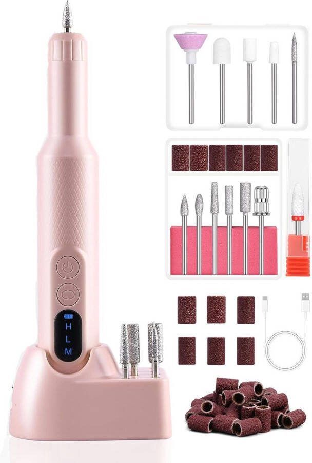 ShopHaven Elektrische Nagelvijlen Set Professionele Nagelverzorging voor Thuisgebruik Draadloos Nagelboormachine met Instelbare Snelheid Inclusief Opzetstukken voor Vijlen Polijsten en Modelleren Compact en Draagbaar Design