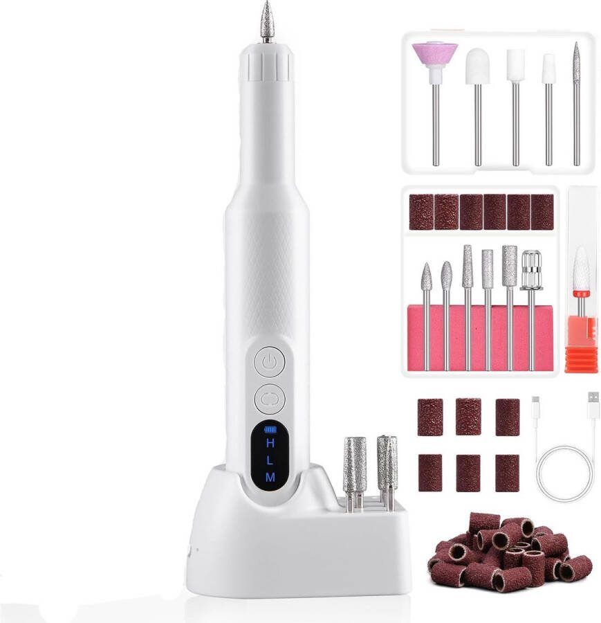 ShopHaven Elektrische Nagelvijlen Set voor Professioneel en Thuisgebruik Krachtige Nagelboormachine met Accessoires Variabele Snelheden Geluidsarm en Ergonomisch Ontwerp Nagelverzorgingstool voor Acryl- en Gelnagels