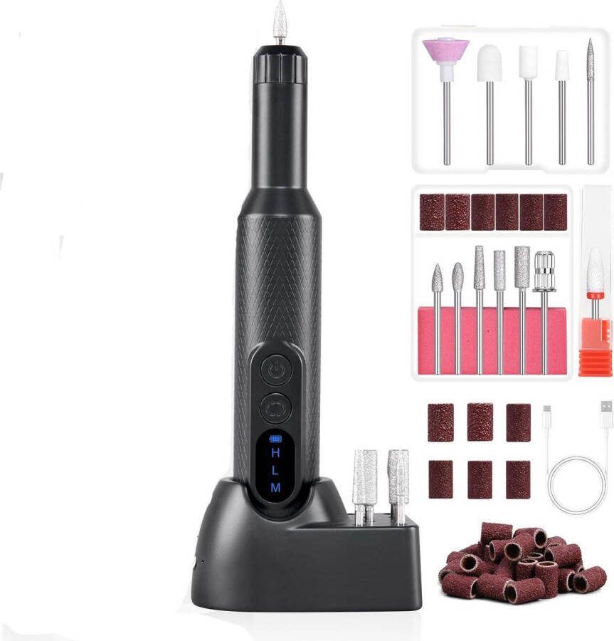 ShopHaven Elektrische Nagelvijlen Set voor Professioneel Salon- en Thuisgebruik Krachtige Nagelboormachine met Accessoires Variabele Snelheden Geluidsarm Multifunctioneel Nagelverzorgingssysteem