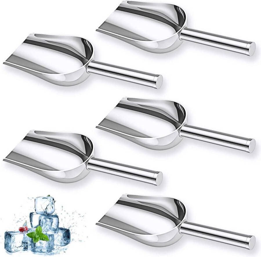 ShopHaven IJsschep 140ml Zoete Tangen Roestvrijstalen Schepjes voor Voedsel Multifunctioneel voor Bar Feest Bruiloft Keuken Set van 5
