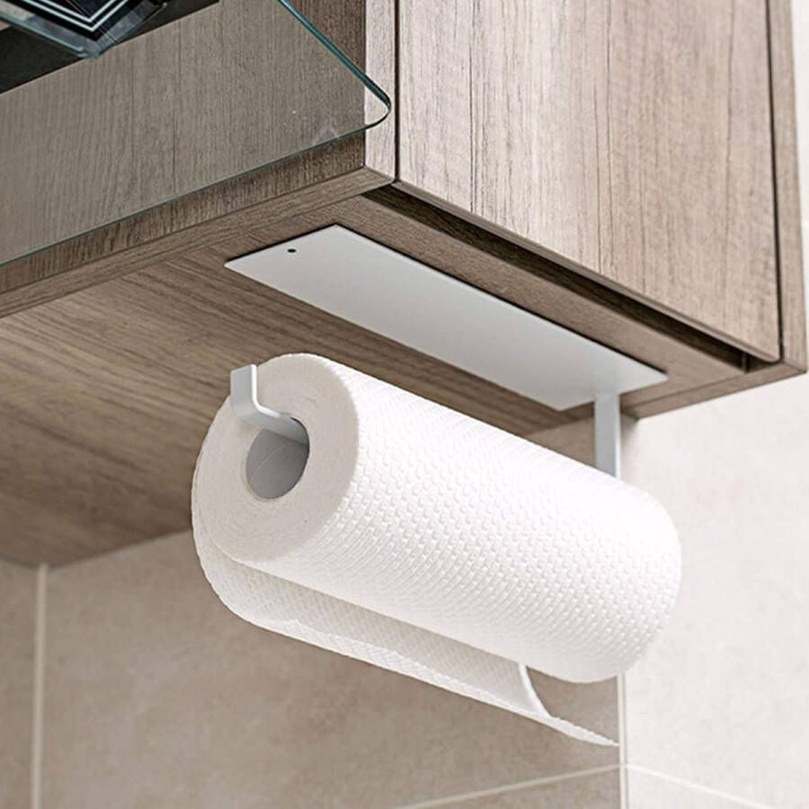 ShopHaven Keukenrolhouder Hangend Wandgemonteerde Keukenrolhouder voor Efficiëntie en Stijl Modern Keukenpapierrek met Wandmontage voor Ruimtebesparing in Keuken of Badkamer
