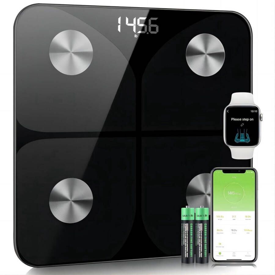 ShopHaven Lichaamsweegschaal met Impedantiemeter Geavanceerde Metingen Gezondheidsmonitor Bluetooth Connectiviteit Slimme Weegschaal