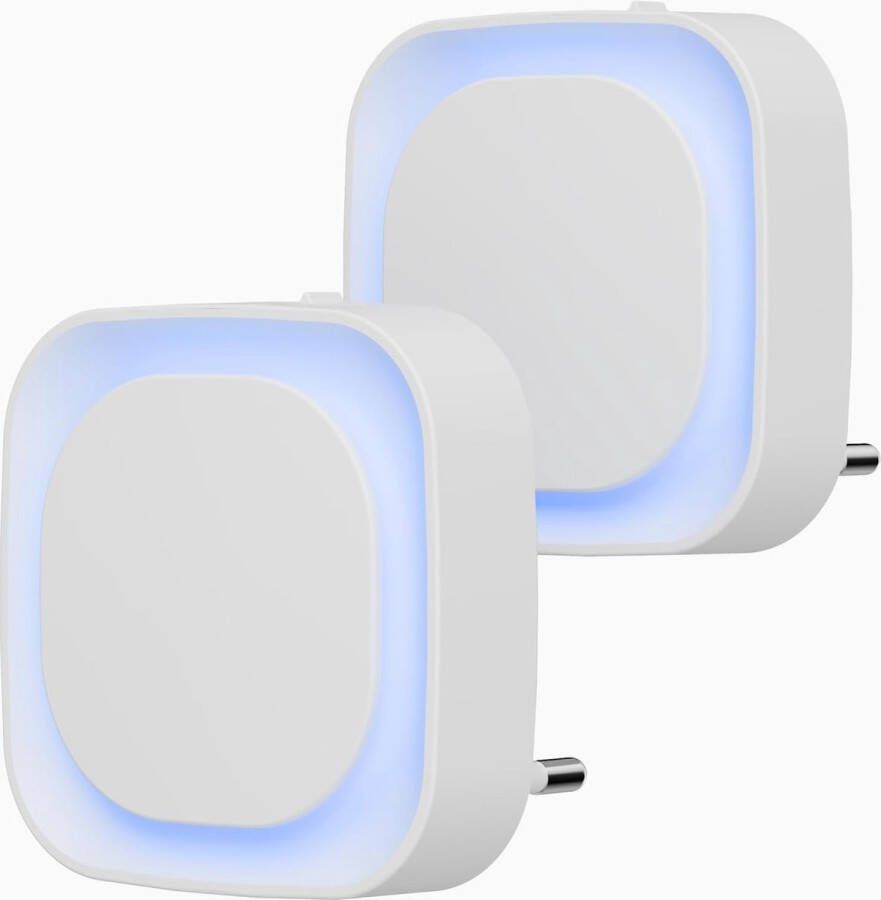 ShopHaven Nachtlamp met Schemersensor Set van 2 Automatische Aan Uit 3 Niveaus Helderheid Instelbaar Ideaal voor Kinderkamer Trappenhuis Slaapkamer Keuken Badkamer Azure (Blauw)