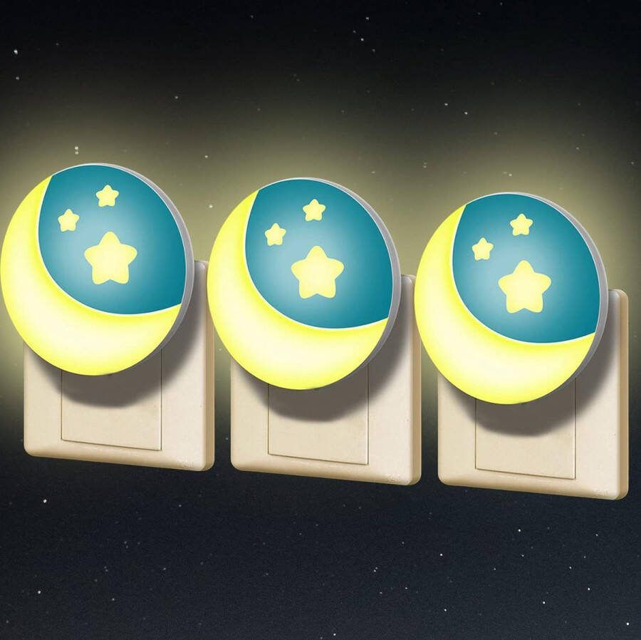 ShopHaven Nachtlampjes met Maanmotief Schemersensor Kinderen Bedside Lampen Stopcontact Nachtlamp Maanvormige LED Verlichting Betoverende Sfeer Creëren Nachtverlichting voor Slaapkamers