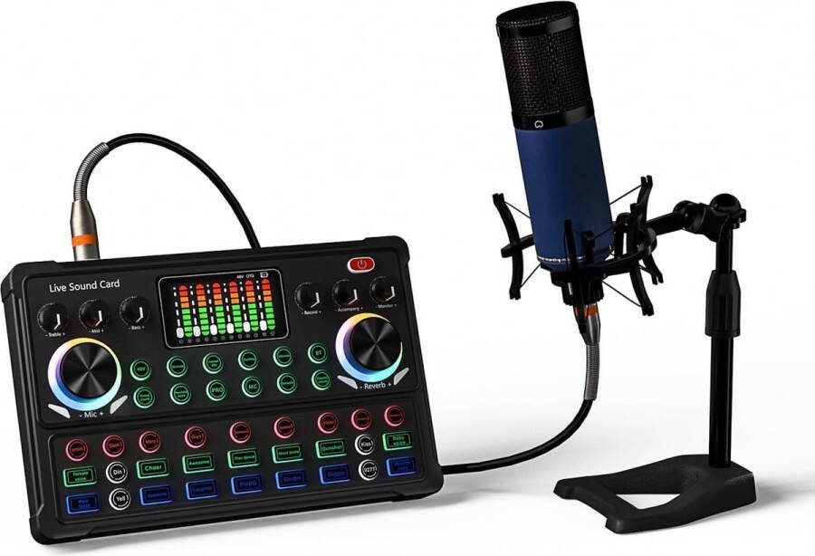 ShopHaven Professionele Condensatormicrofoonset voor Streaming Podcasting en DJ-mixing USB-microfoon met Ingebouwde Geluidskaart Inclusief Verstelbare Arm en Popfilter