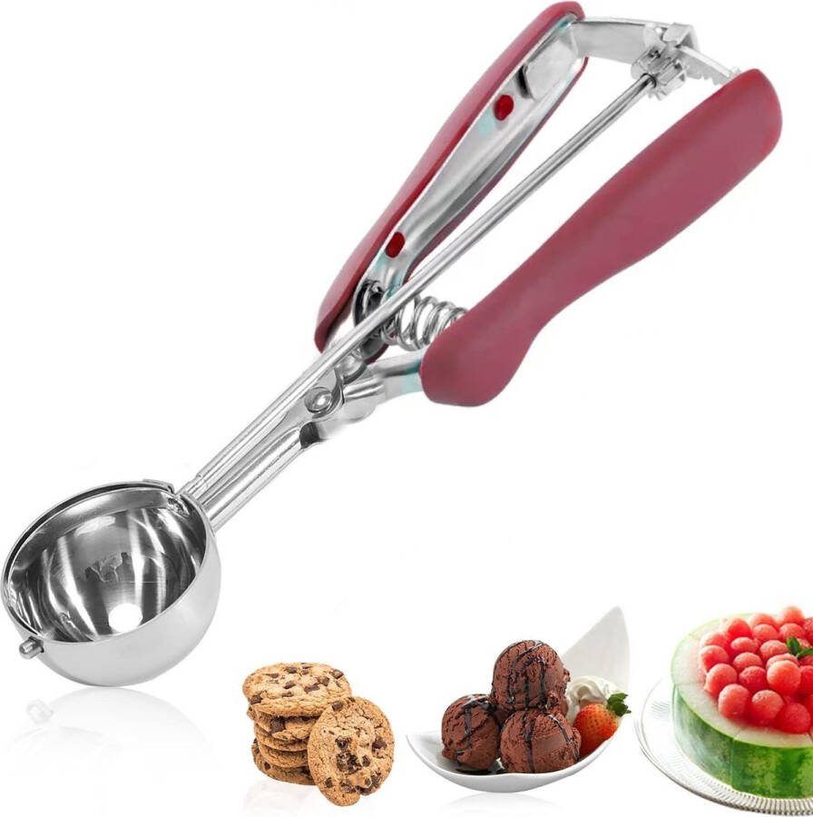 ShopHaven Roestvrijstalen Koekjeslepel met Triggerrelease Perfect voor Aardappelpuree en Deeg Handige Portioneerlepel met Drukknop Keukenaccessoire voor Nauwkeurig Scheppen Duurzaam en Veelzijdig