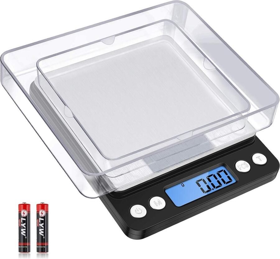 ShopHaven Digitale Keukenweegschaal Precisieweegschaal tot 0 01g Compacte Weegschaal voor Koffie Sieraden en Voeding Met LCD Display en Tarra Functie Roestvrij Staal