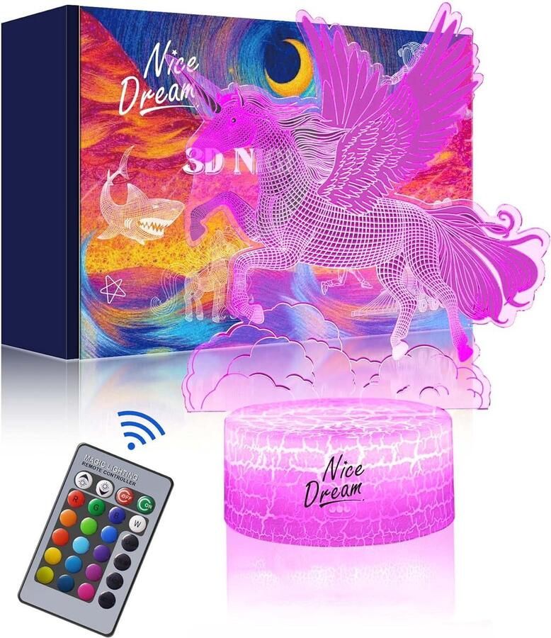 ShopHaven Eenhoorn Nachtlampje LED Kinderlamp voor Slaapkamer Betoverend Eenhoorn Design Zachte Verlichting USB Oplaadbaar Sfeervolle Kinderkamerdecoratie