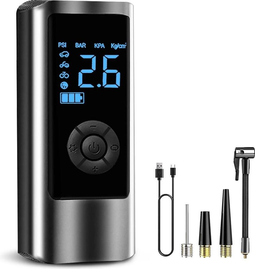 ShopHaven Elektronische Autobandenpomp met LCD-display en LED-verlichting Draagbare Mini Compressor