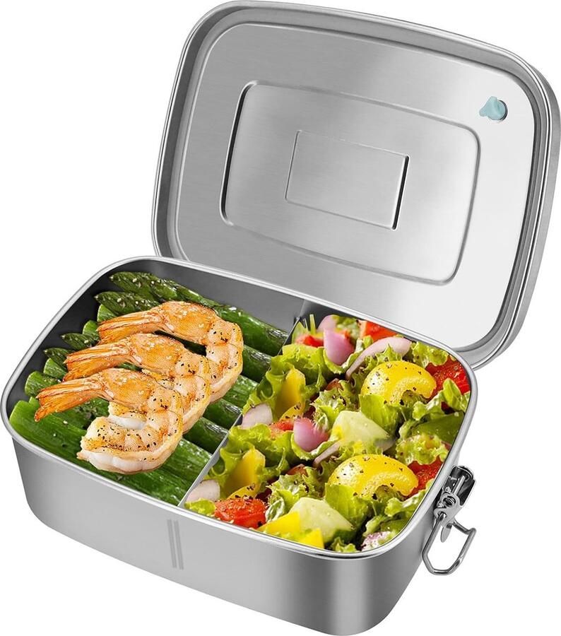 ShopHaven Roestvrijstalen Lunchbox met Compartimenten 1400ML Bento Lunchbox voor Kinderen en Volwassenen BPA-vrije Container voor School en Kantoor Duurzaam Roestvrijstaal