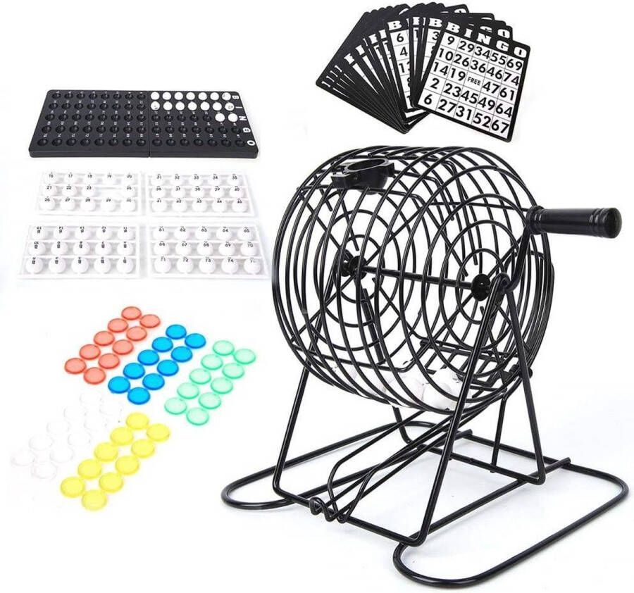 ShopHaven Traditioneel Bingo-spel met Professionele Bingo-ballen en Bingo-plank Compleet Bingo-spel voor Thuisgebruik Inclusief BINGO Accessoires