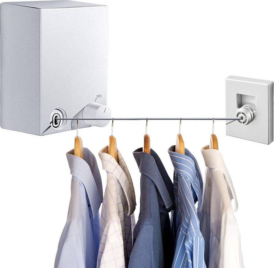 ShopHaven Uittrekbare Roestvrijstalen Waslijn met Muurbevestiging Flexibel en Ruimtebesparend Perfect voor Binnen en Buiten Handige Oplossing voor het Droogproces Duurzaam Ontwerp