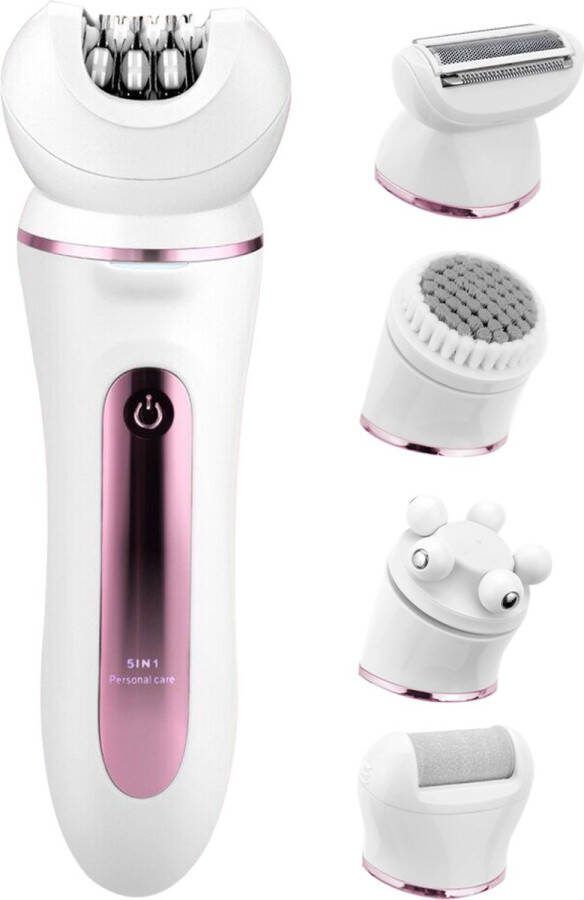 Shoplace 5 in 1 Epileerapparaat dames Epilator Epilady Ladyshave Ontharingsapparaat Scheerapparaat Eeltverwijderaar Gezichtsreiniger Massage