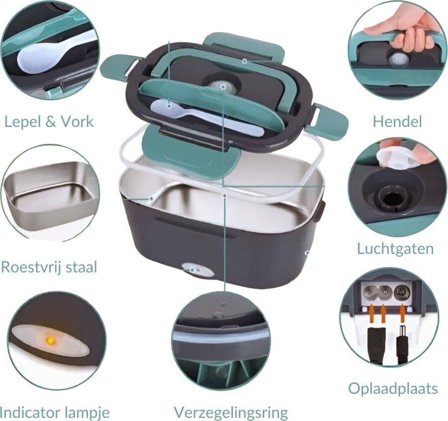 Shoplyn Elektrische Lunchbox met Compartimenten voor Warme Maaltijden Elektrische Lunchbox Verbeterd Model 220V 12V Lunchtrommel