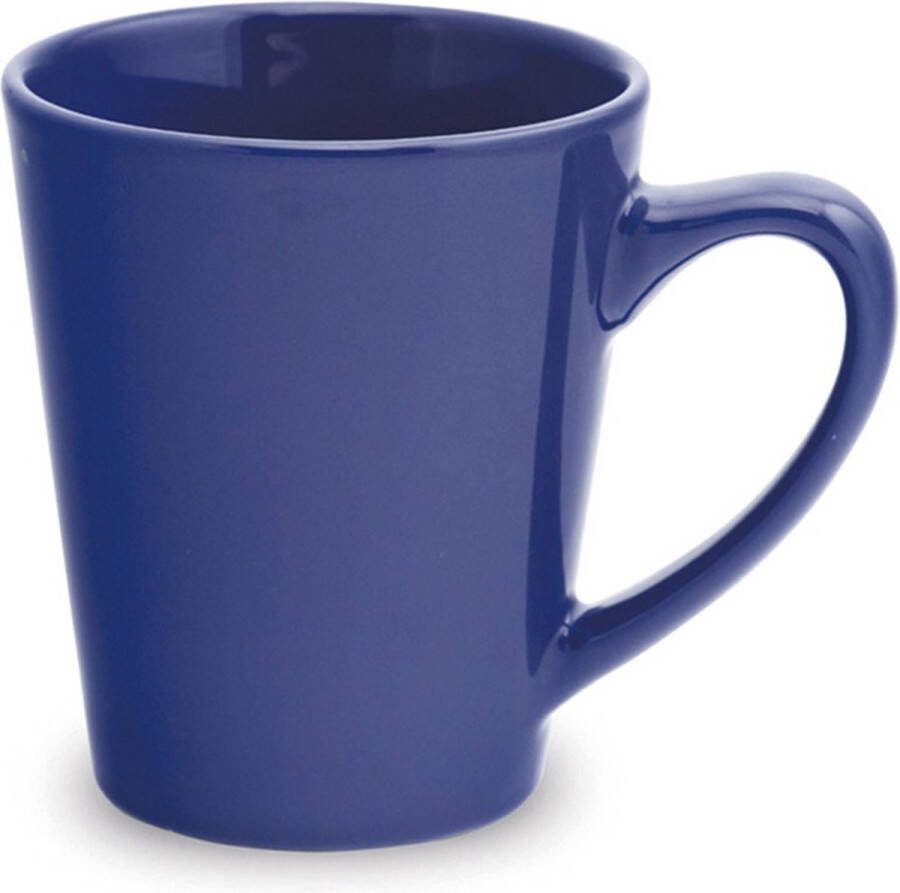 Shoppartners 1x Drinkbeker mok blauw 350 ml Keramiek Blauwe mokken bekers voor onbijt en lunch