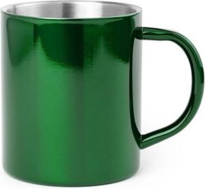 Shoppartners 1x Drinkbeker mok groen 280 ml RVS Groene mokken bekers voor onbijt en lunch