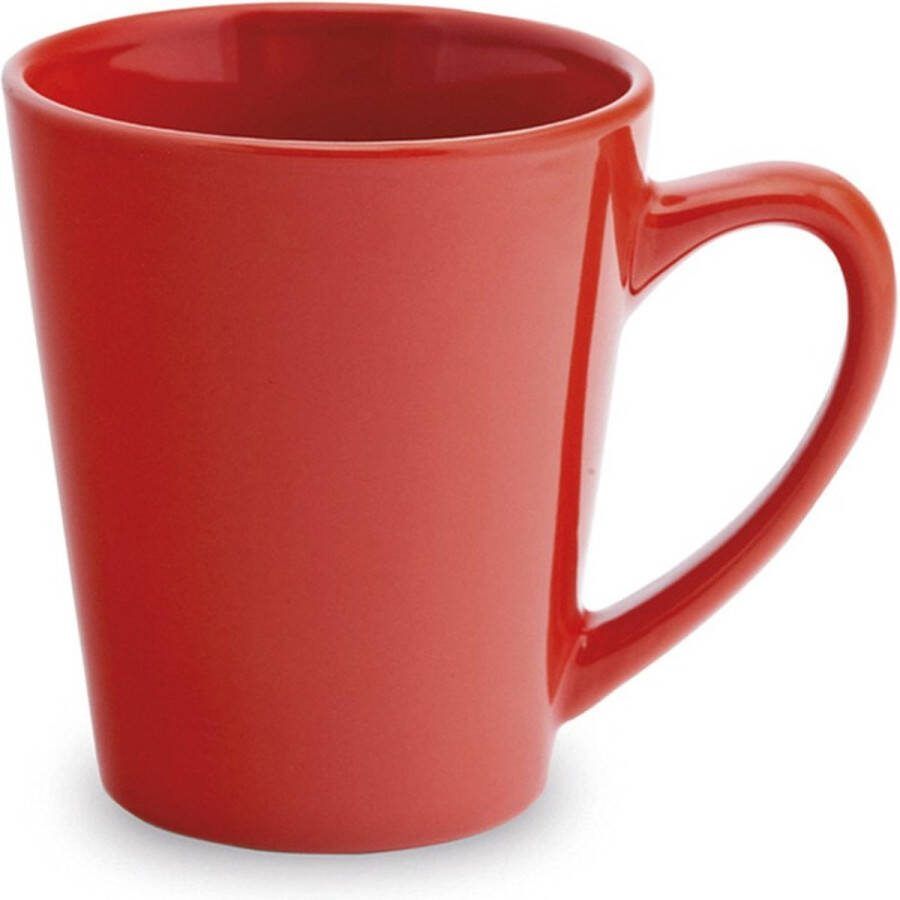 Shoppartners 1x Drinkbeker mok rood 350 ml Keramiek Rode mokken bekers voor onbijt en lunch